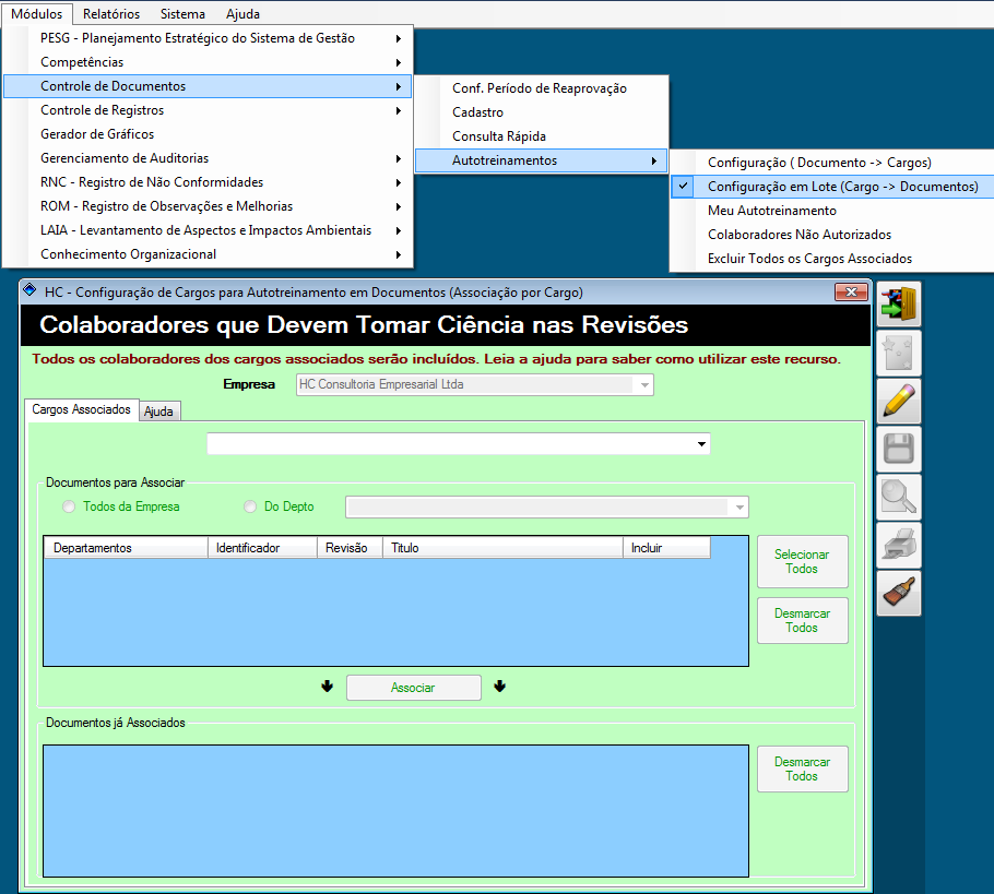 HCSGI - Configurar Autotreinamento em Documentos